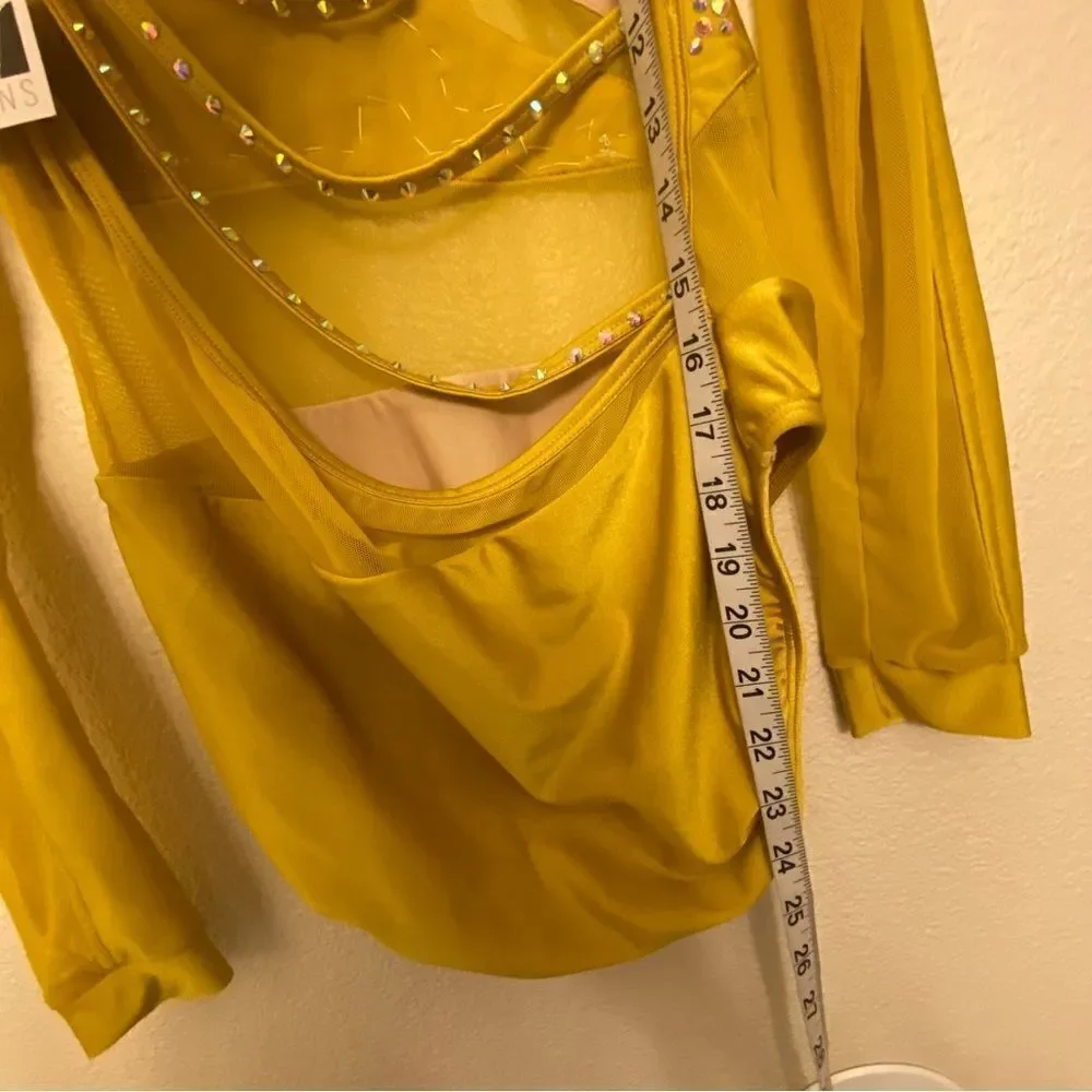 LA Dance Contemporary custom Solo Costume Floral Illusion Rhinestone MA adult